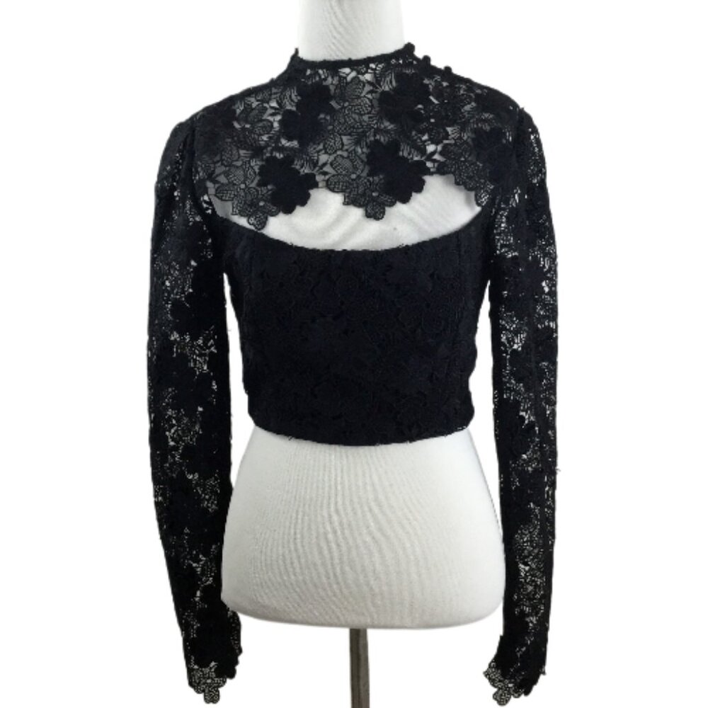 Revolve LPA Black Lace Cut-Out Blouse m